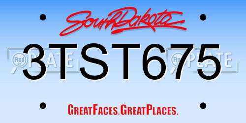3TST675 South Dakota License Plate