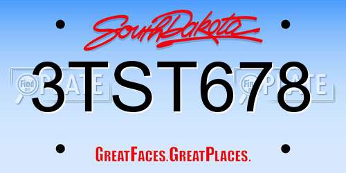 3TST678 South Dakota License Plate