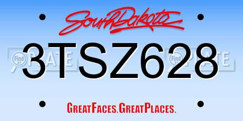 3TSZ628 South Dakota License Plate