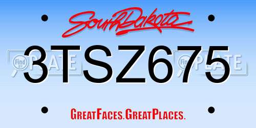 3TSZ675 South Dakota License Plate