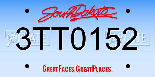 3TT0152 South Dakota License Plate