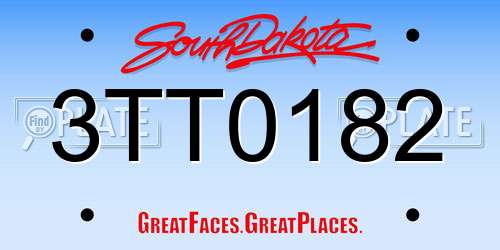 3TT0182 South Dakota License Plate