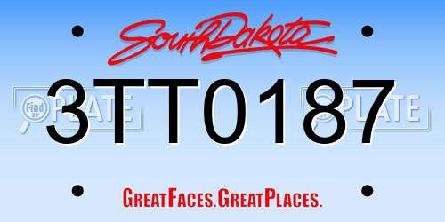 3TT0187 South Dakota License Plate