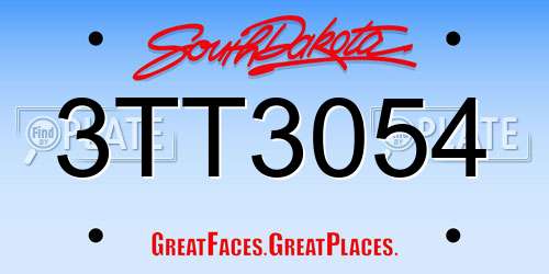 3TT3054 South Dakota License Plate