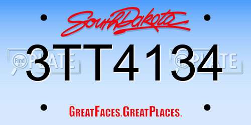 3TT4134 South Dakota License Plate