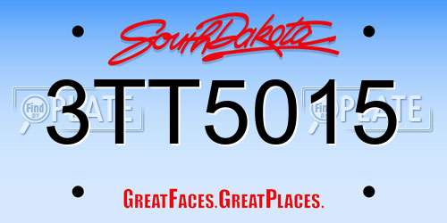 3TT5015 South Dakota License Plate