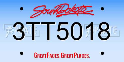 3TT5018 South Dakota License Plate