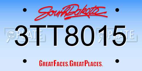 3TT8015 South Dakota License Plate