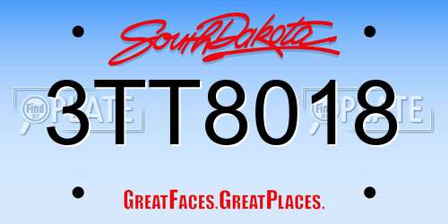 3TT8018 South Dakota License Plate