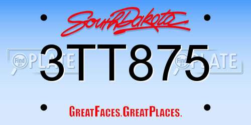 3TT875 South Dakota License Plate