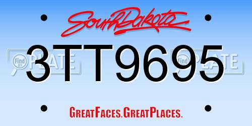 3TT9695 South Dakota License Plate