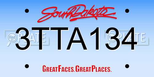 3TTA134 South Dakota License Plate