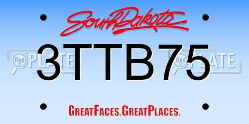 3TTB75 South Dakota License Plate