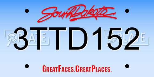 3TTD152 South Dakota License Plate