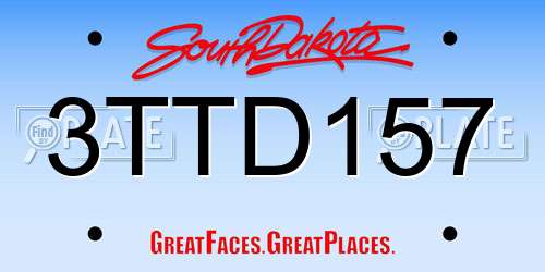 3TTD157 South Dakota License Plate