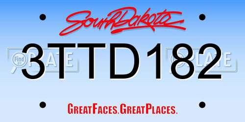 3TTD182 South Dakota License Plate