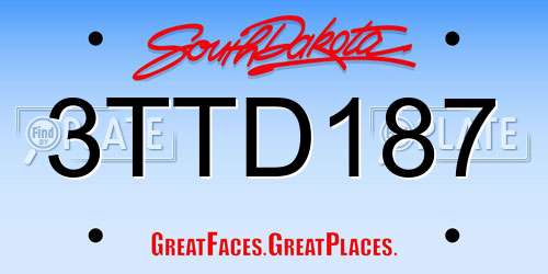 3TTD187 South Dakota License Plate