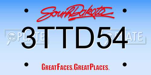 3TTD54 South Dakota License Plate