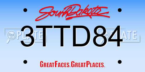 3TTD84 South Dakota License Plate