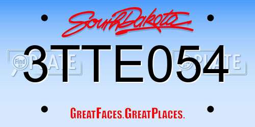 3TTE054 South Dakota License Plate