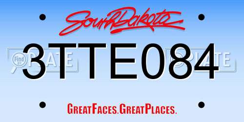3TTE084 South Dakota License Plate
