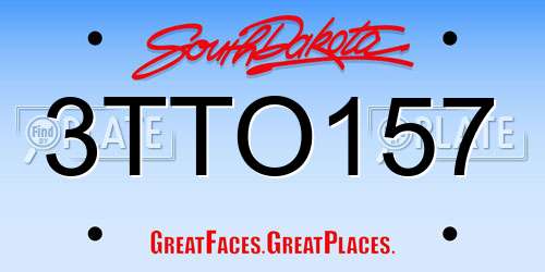 3TTO157 South Dakota License Plate