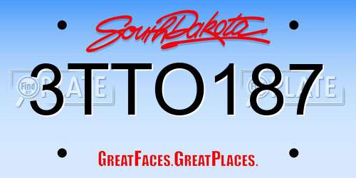 3TTO187 South Dakota License Plate