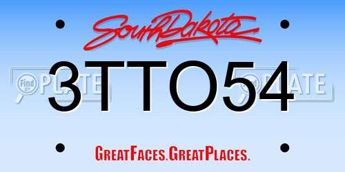 3TTO54 South Dakota License Plate