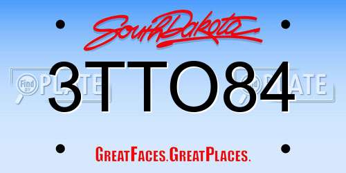 3TTO84 South Dakota License Plate
