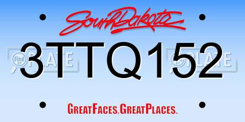 3TTQ152 South Dakota License Plate