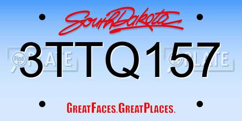 3TTQ157 South Dakota License Plate