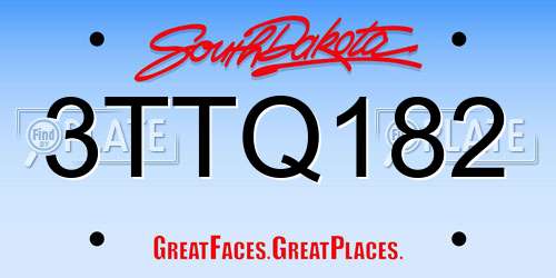 3TTQ182 South Dakota License Plate