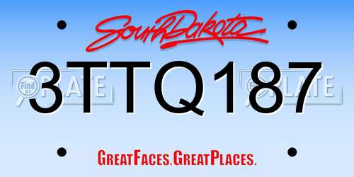 3TTQ187 South Dakota License Plate