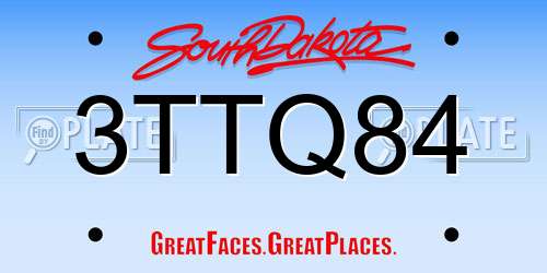 3TTQ84 South Dakota License Plate