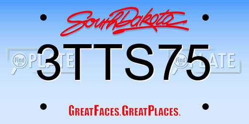 3TTS75 South Dakota License Plate