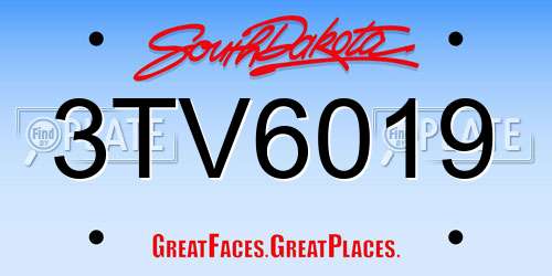 3TV6019 South Dakota License Plate