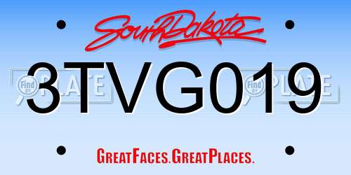 3TVG019 South Dakota License Plate