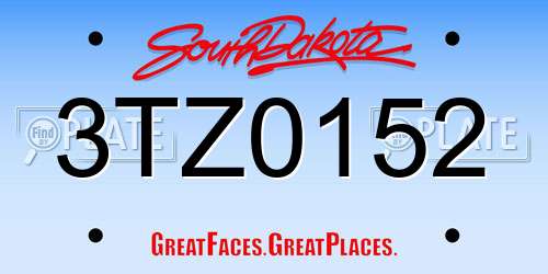 3TZ0152 South Dakota License Plate