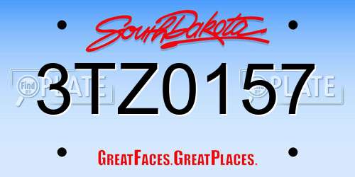 3TZ0157 South Dakota License Plate