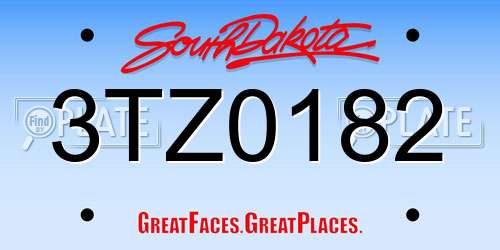 3TZ0182 South Dakota License Plate