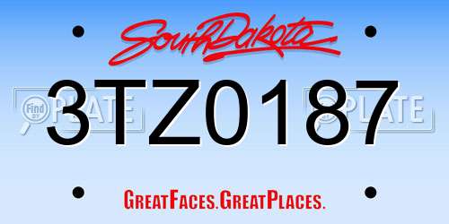 3TZ0187 South Dakota License Plate