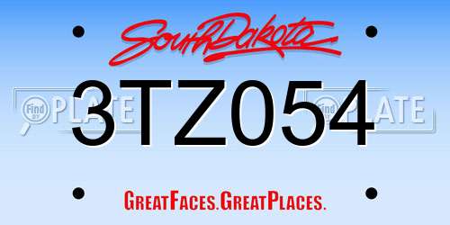 3TZ054 South Dakota License Plate