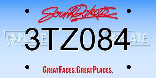 3TZ084 South Dakota License Plate