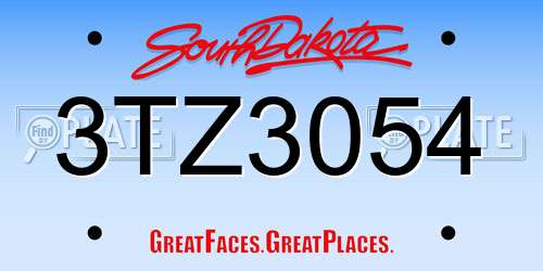 3TZ3054 South Dakota License Plate