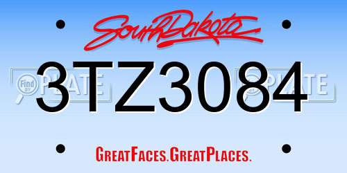 3TZ3084 South Dakota License Plate