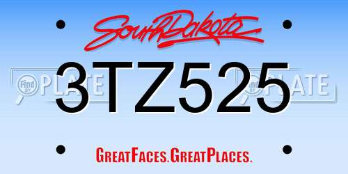 3TZ525 South Dakota License Plate