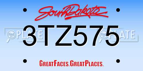 3TZ575 South Dakota License Plate