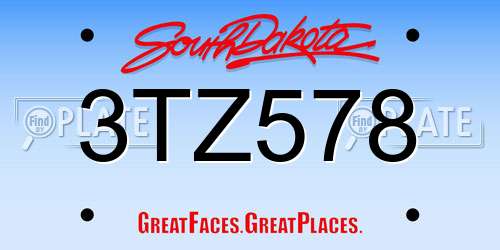 3TZ578 South Dakota License Plate