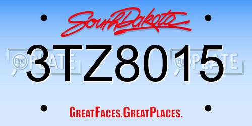 3TZ8015 South Dakota License Plate