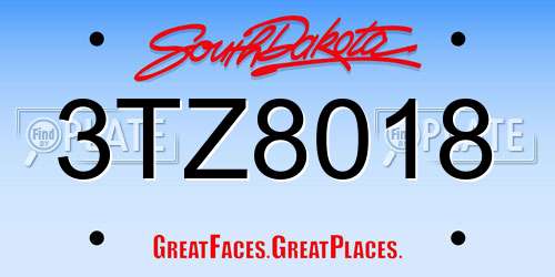 3TZ8018 South Dakota License Plate